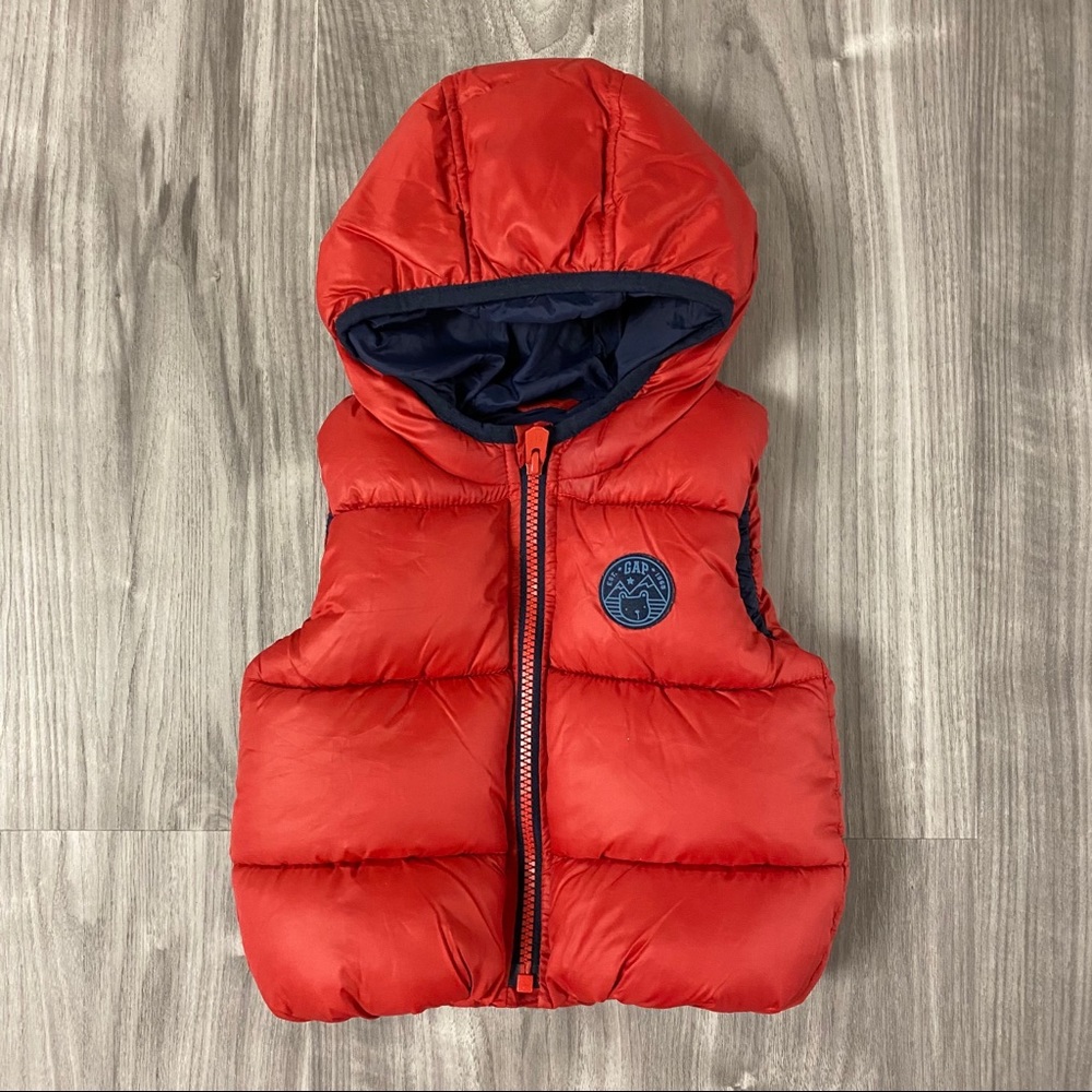 GAP - ZIP UP PUFFER RED VEST BABY 12-18M